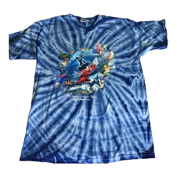 Disney Vintage2000’s Tye Dye Where the Magic lives Shirt No Sz tag EUC